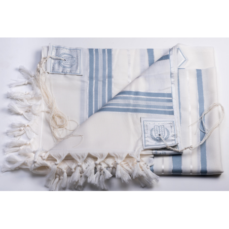 Talit Gadol bandes bleu ciel et brillantes