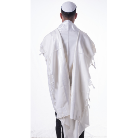 Talit gadol tsemer alef alef blanc
