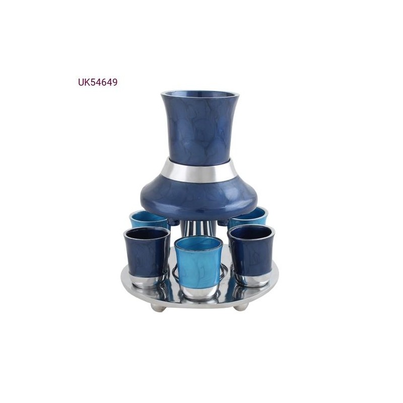 מחלק יין אלומניום מהודר עם 6 כוסיות - גווני כחול 21 ס"מ