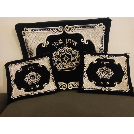 Velvet talit clutch with silver crown