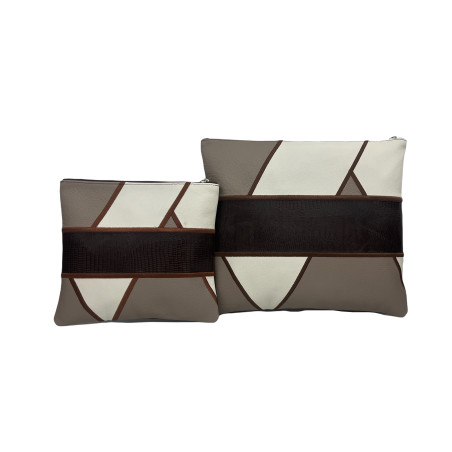 Pochette en cuir marron