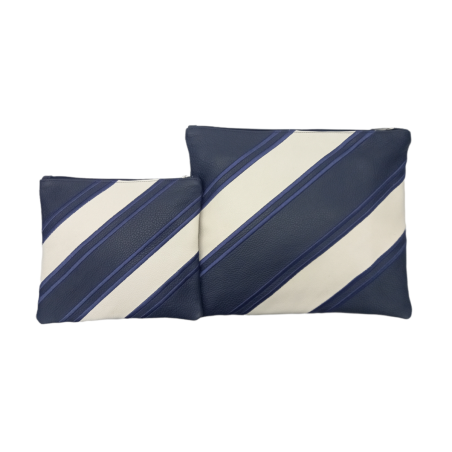Pochettes Talit et Tef en cuir bleu et blanc