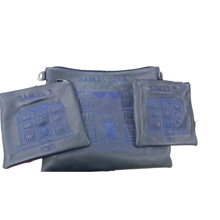 Talit and 2 tefilin Bag Habbad leather
