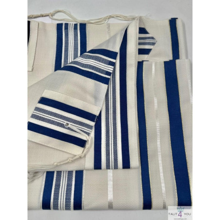 טלית תשבץ כחול וכסף – Talit4You