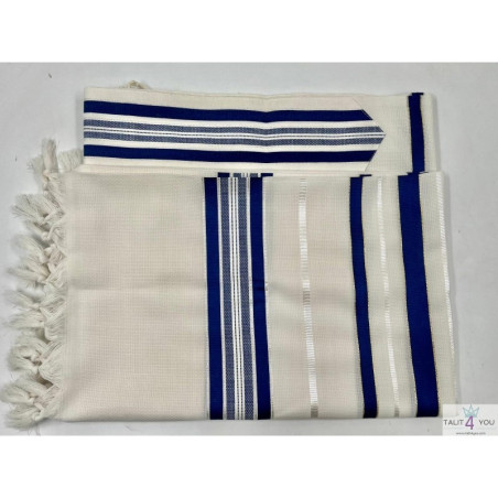 טלית תשבץ כחול וכסף – Talit4You