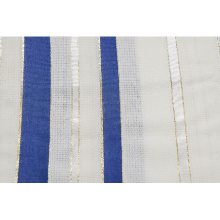 טלית תשבץ כחול כהה עם פס זהב
