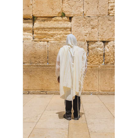Talit Gadol Carmel blanc et argenté