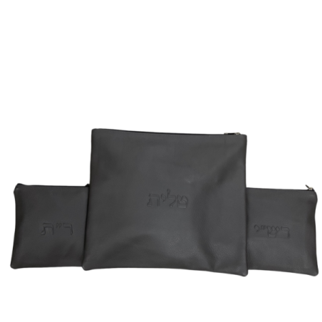 Talit and Tefilin Bag leather color gray