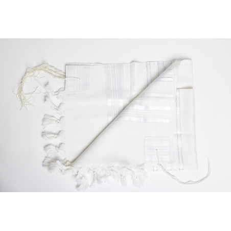 Tallit for Synagogue silver stripes
