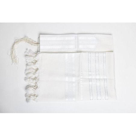 Tallit for Synagogue silver stripes