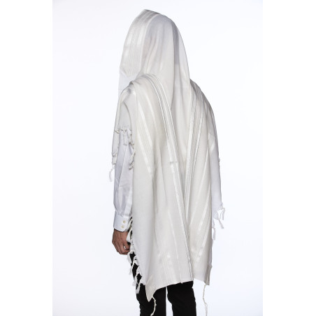 Tallit for Synagogue silver stripes