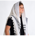 Cotton Tallit shildren grey
