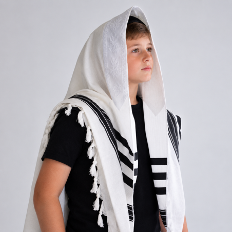 Talit Gadol en coton pour enfant noir